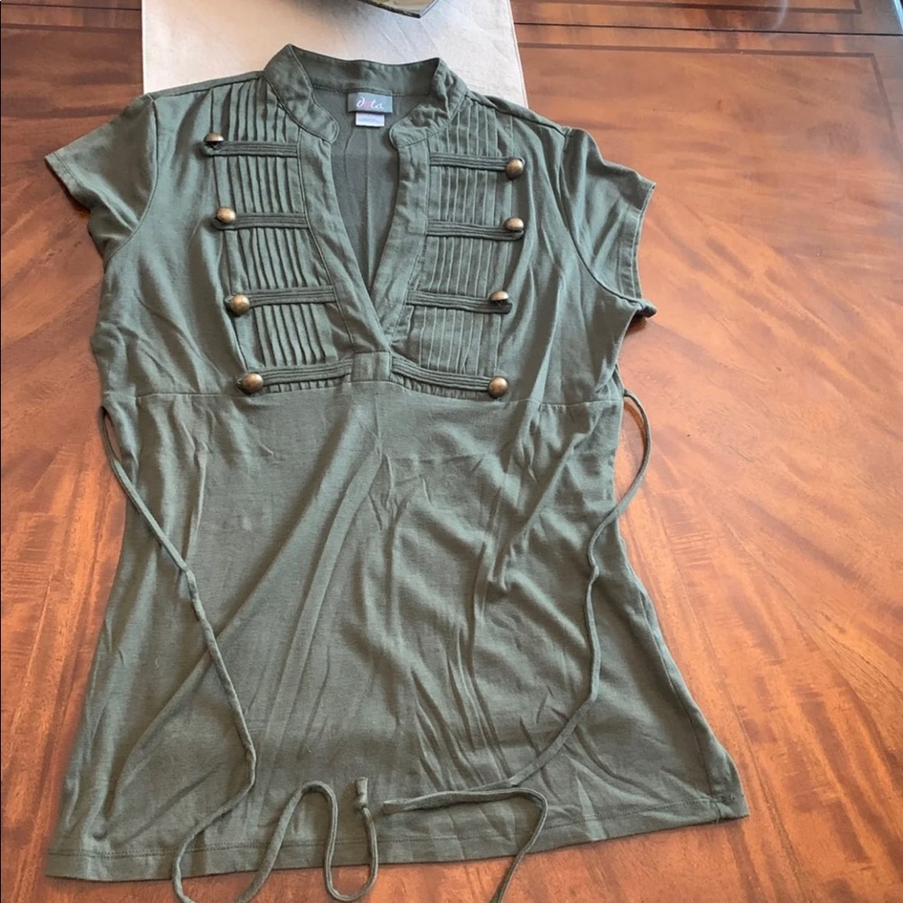 Army green shirt with detailed front